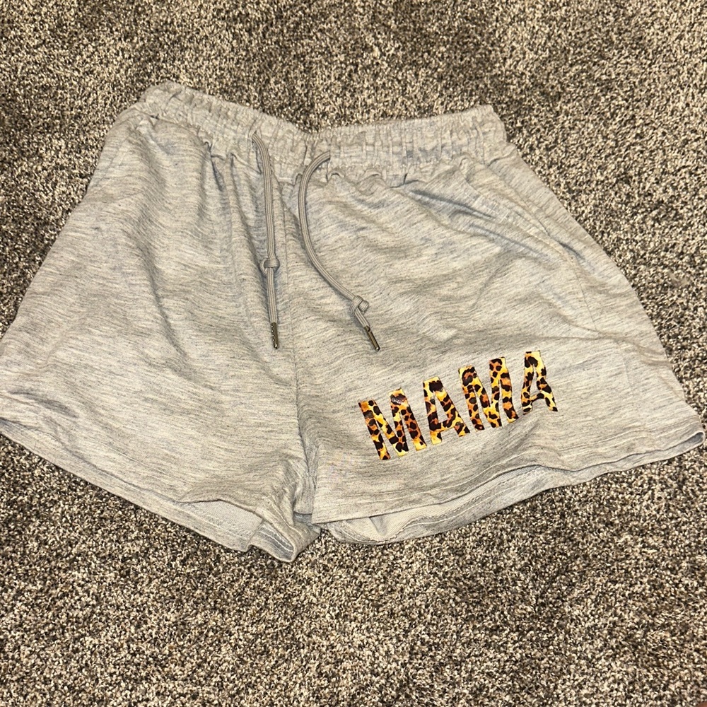 5/$20 Gray Women's Shorts with 'MAMA' Embroidery